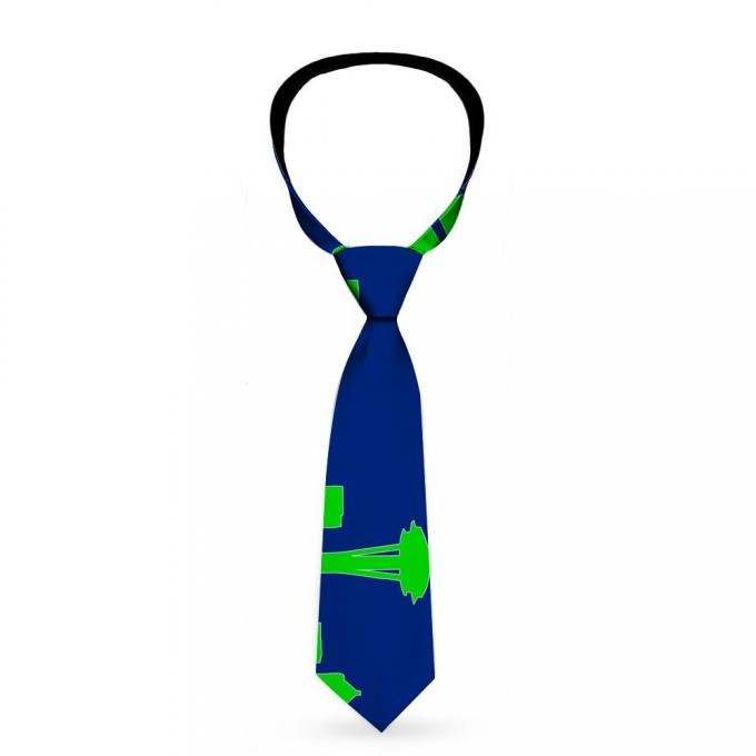 Buckle-Down Necktie - Seattle Skyline Navy/Gray/Green