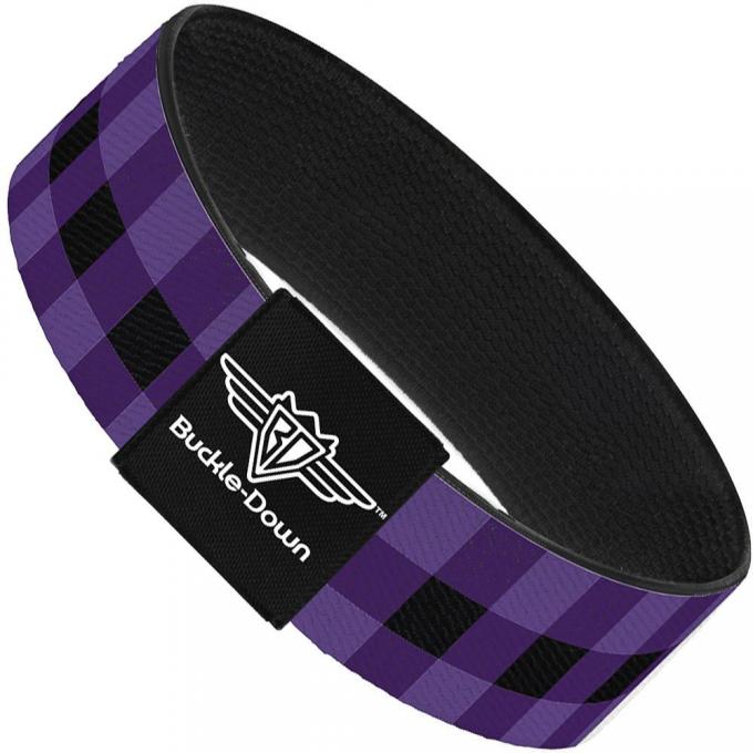 Buckle-Down Elastic Bracelet - Buffalo Plaid Black/Purple