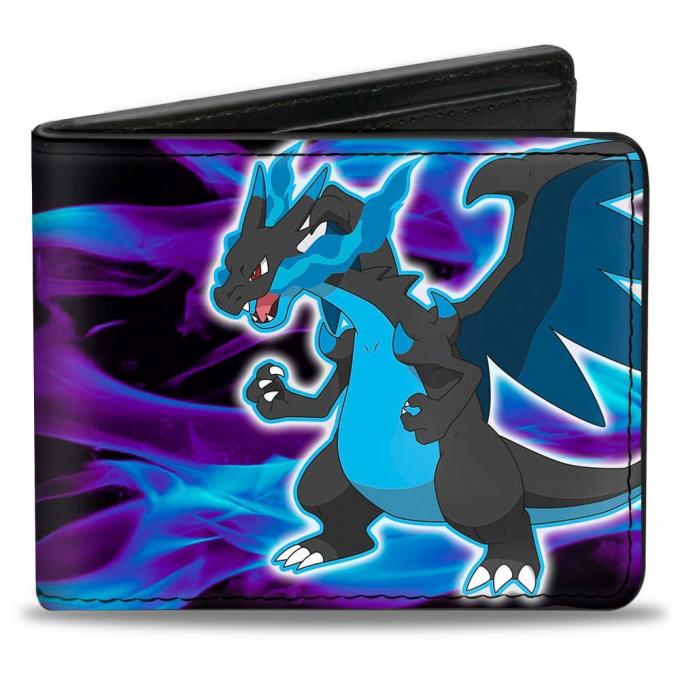Bi-Fold Wallet - MEGA CHARIZARD X Pose/Flames Black/Blues
