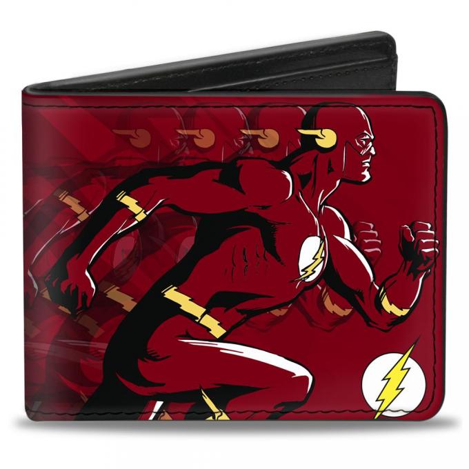 Bi-Fold Wallet - The Flash Running Pose/Bolts Trails Reds