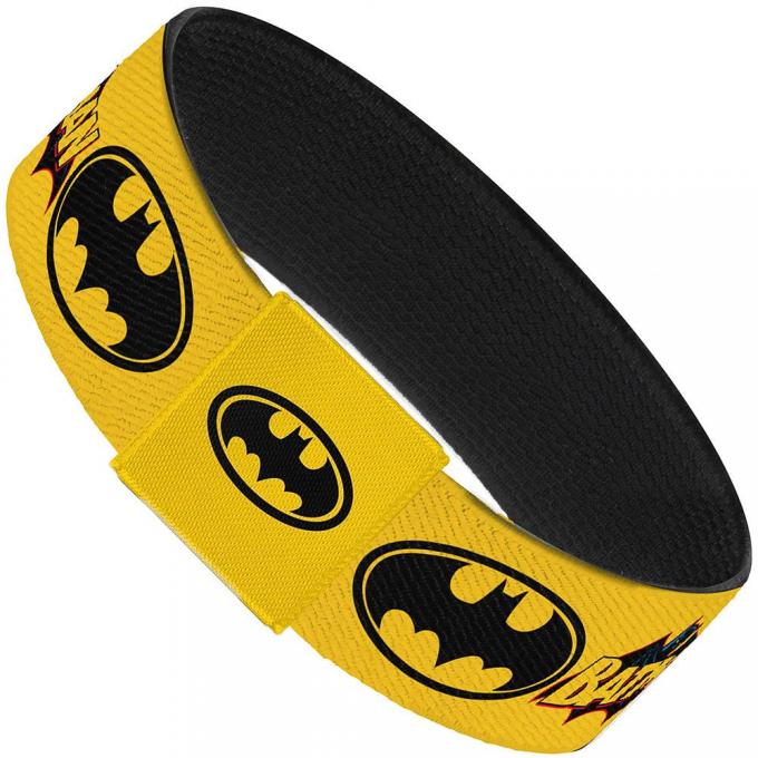 Elastic Bracelet - 1.0" - Vintage Batman Logo & Bat Signal-3 Yellow