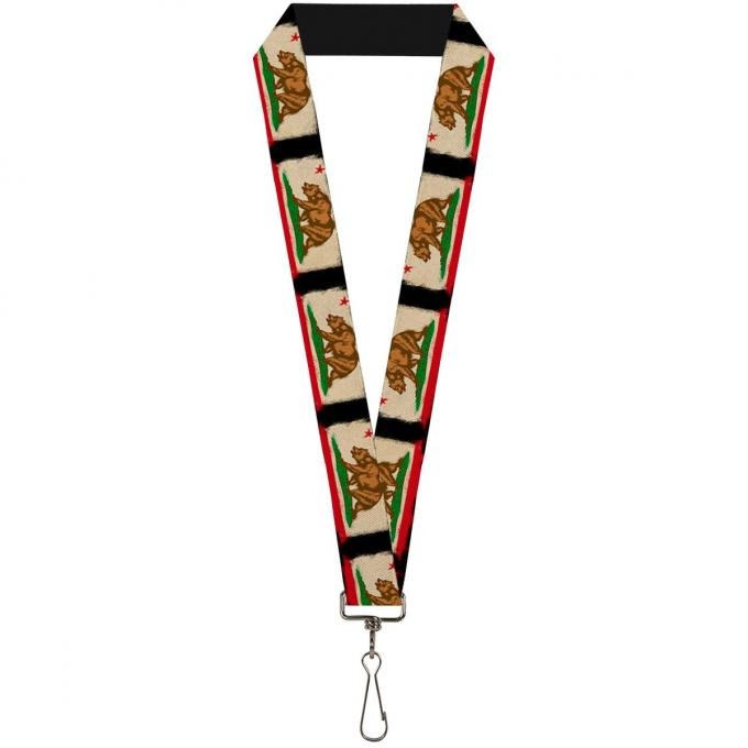 Buckle-Down Lanyard - California Flag Distressed Painting Blocks