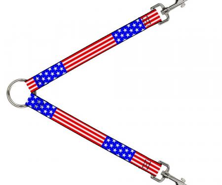 Dog Leash Splitter - Americana Stars & Stripes2 Red/White/Blue