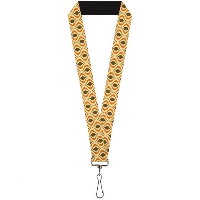Buckle-Down Lanyard - Wallpaper1 Ogee Tan/Orange/Brown