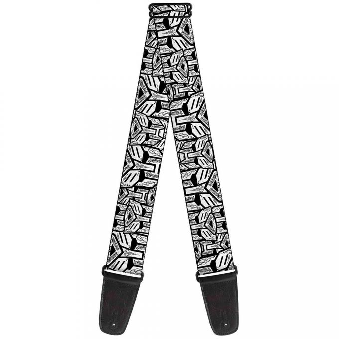 Guitar Strap - Autobots Swirl Stacked White/Black