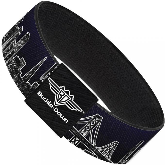 Buckle-Down Elastic Bracelet - San Francisco Vivid Skyline Midnight Blue