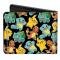 Bi-Fold Wallet - Pikachu & Kanto Starter Trio Poses Scattered Black