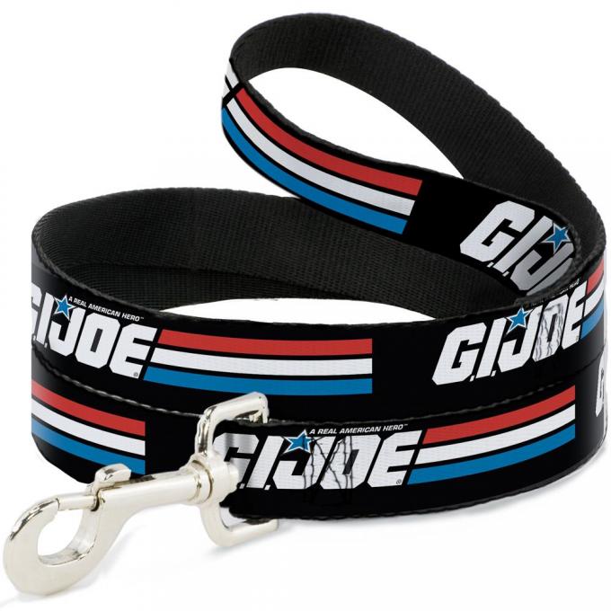 Dog Leash GI JOE Stripe Logo Black/Red/White/Blue