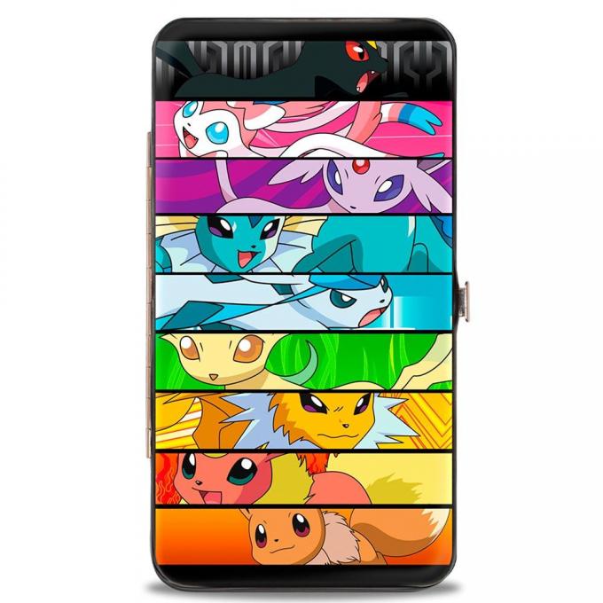 Hinged Wallet - Eevee Evolution CLOSE-UP Faces Striping