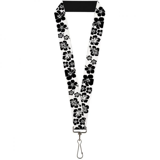 Buckle-Down Lanyard - Hibiscus White/Black