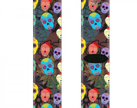 Sock Pair - Polyester - Painted Sugar Skulls & Flowers Collage - CREW