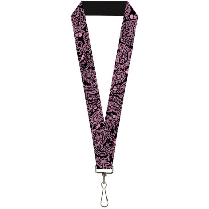 Buckle-Down Lanyard - Bandana/Skulls Black/Pink