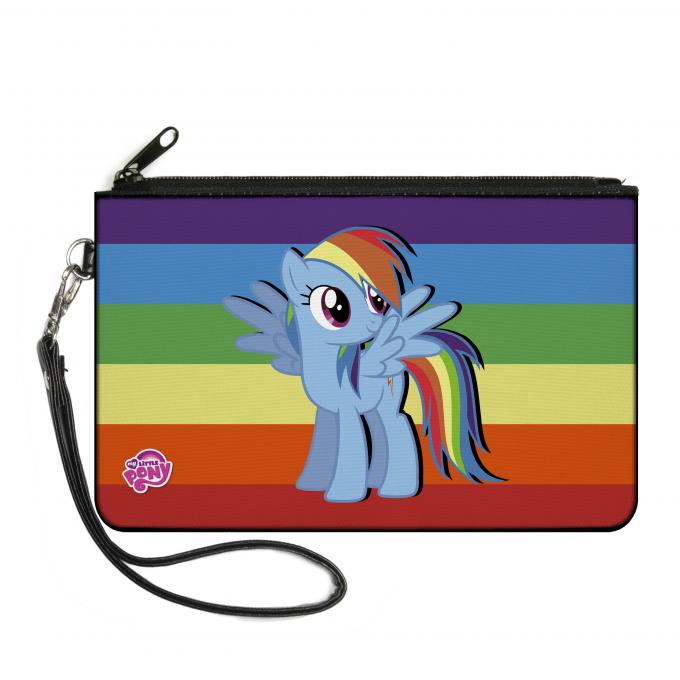 Canvas Zipper Wallet - LARGE - Rainbow Dash Pose Centered/Rainbow Stripe