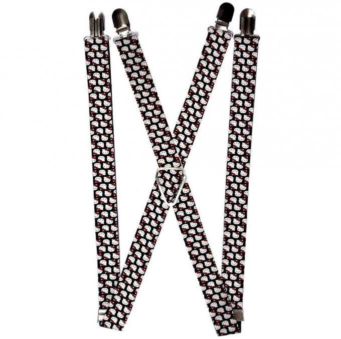 Suspenders - 1.0" - Mini Hello Kitty Flip Faces Black