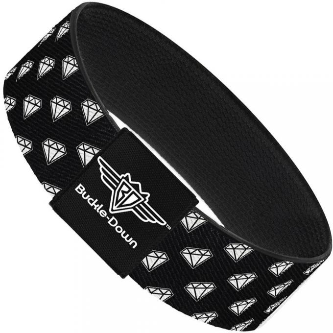 Buckle-Down Elastic Bracelet - Diamonds Diagonal Black/White