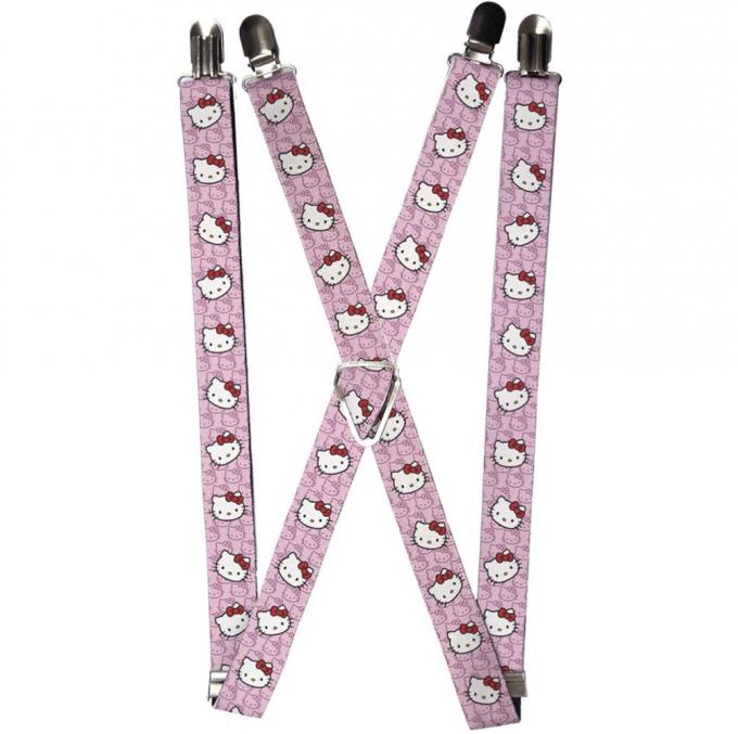 Suspenders - 1.0" - Hello Kitty Random Faces w/Pink Print