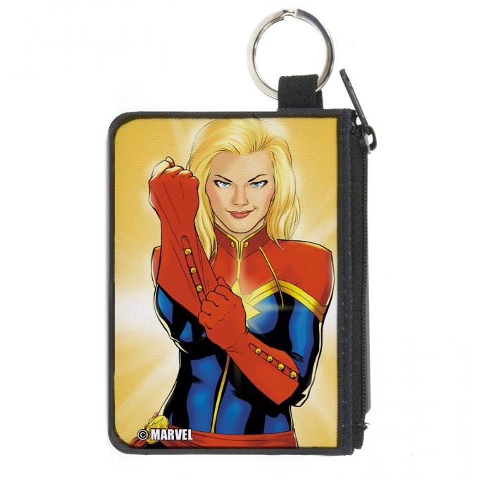 MARVEL UNIVERSE  
Canvas Zipper Wallet - MINI X-SMALL - Captain Marvel Issue #1 Cover Pose Pulling Glove Gold-Fade