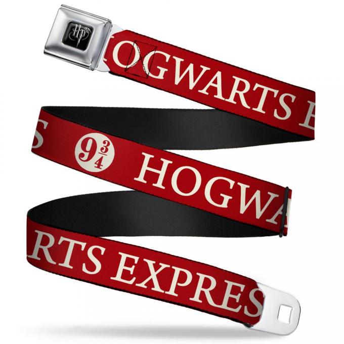 Harry Potter Logo Full Color Black/White Seatbelt Belt - HOGWARTS EXPRESS 9_ Red/White Webbing