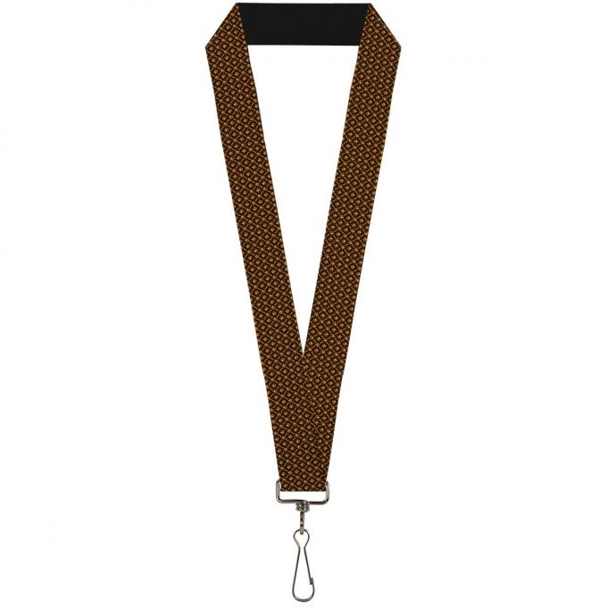 Buckle-Down Lanyard - Bone & Paw Monogram Brown/Orange
