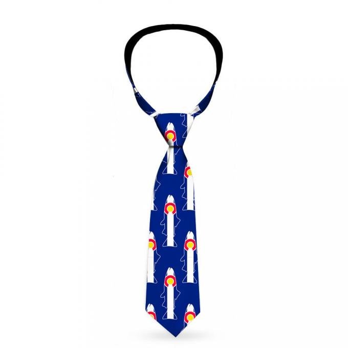 Buckle-Down Necktie - Colorado Trout Flag Blue/White/Red/Yellow