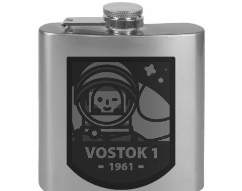 Stainless Steel Flask - 6 OZ - VOSTOK 1-1961 Cosmonaut Tonal Grays