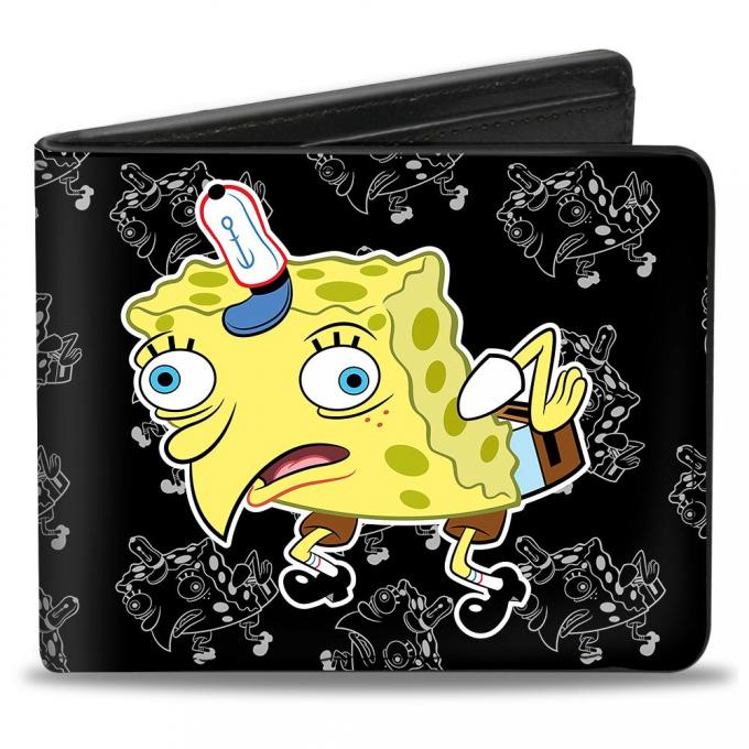 Bi-Fold Wallet - Mocking SpongeBob Pose/Pose Outline Black/Gray
