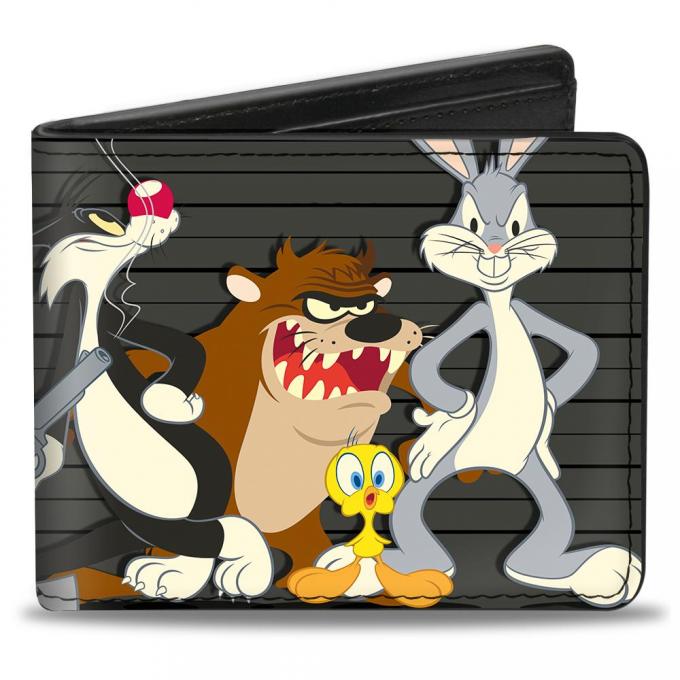Bi-Fold Wallet - Looney Tunes 6-Character Group Lineup Gray/Black