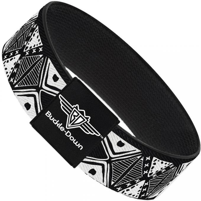 Buckle-Down Elastic Bracelet - Tribal1 Black/White