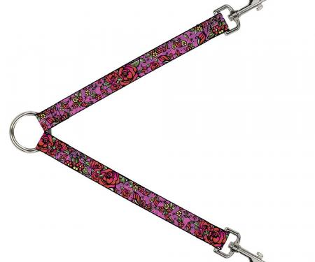 Dog Leash Splitter - Born to Blossom CLOSE-UP Pink
