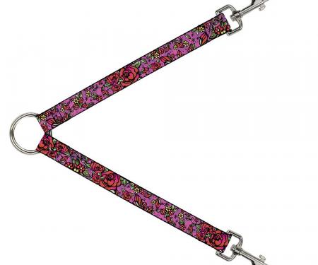 Dog Leash Splitter - Born to Blossom CLOSE-UP Pink