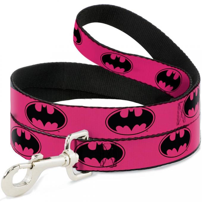 Dog Leash Bat Signal-3 Fuchsia/Black/Fuchsia