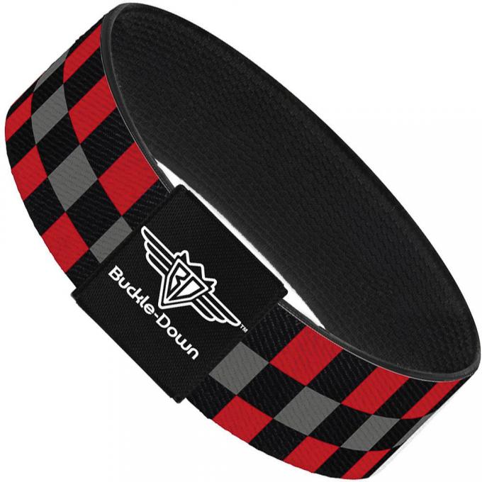 Buckle-Down Elastic Bracelet - Checker Black/Gray/2 Red