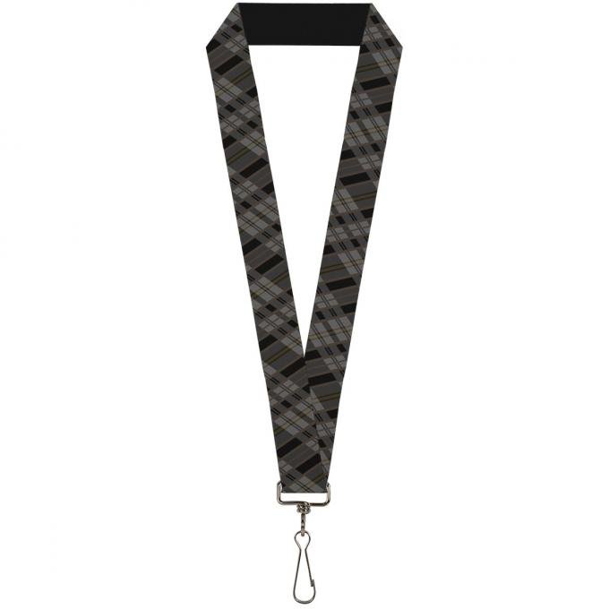 Buckle-Down Lanyard - Plaid Gray/Black/Brown