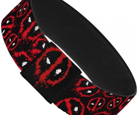 MARVEL DEADPOOL
Elastic Bracelet - 1.0" - Deadpool Splatter Logo Scattered Black/Red/White