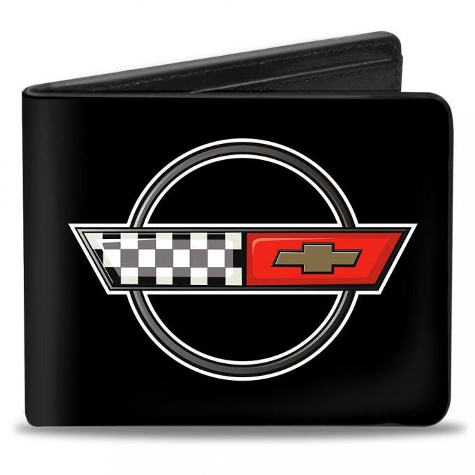 Bi-Fold Wallet - Corvette C4 Checker/Bowtie Logo Black