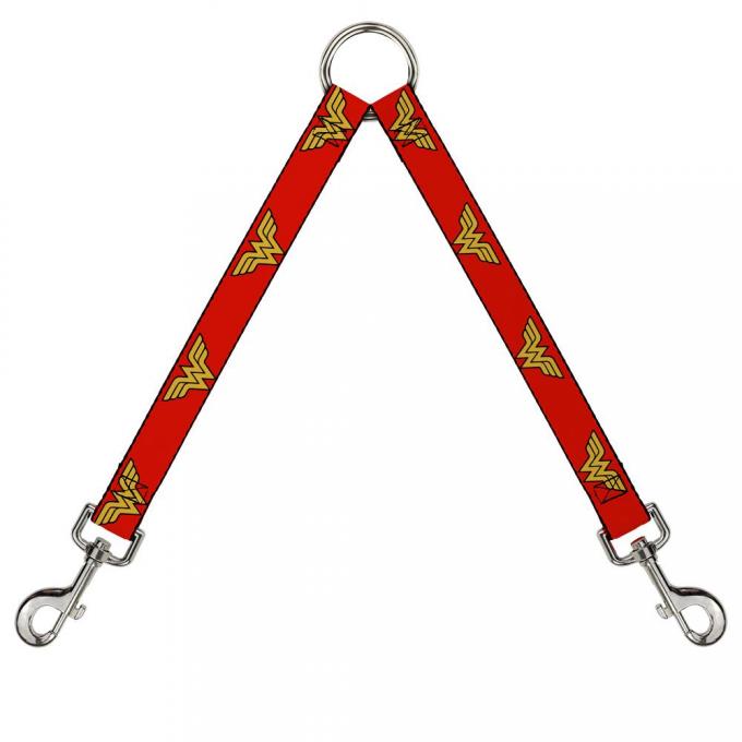 Dog Leash Splitter - Wonder Woman Logo Red