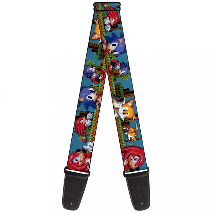 SONIC CLASSIC 
Guitar Strap - Sonic/Tails/Knuckles Pixelated Pose & Move