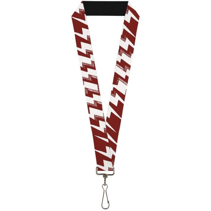 Buckle-Down Lanyard - Lightning Bolts Sketch Red/White