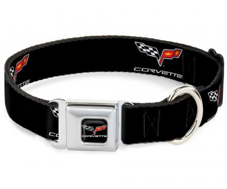 Dog Collar C6-C6 Black/Silver - C6 Logo Repeat