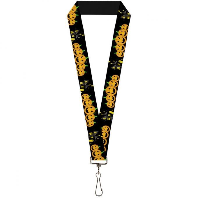Buckle-Down Lanyard - Jack-o'-Lanterns/Haunted House Black/Yellow