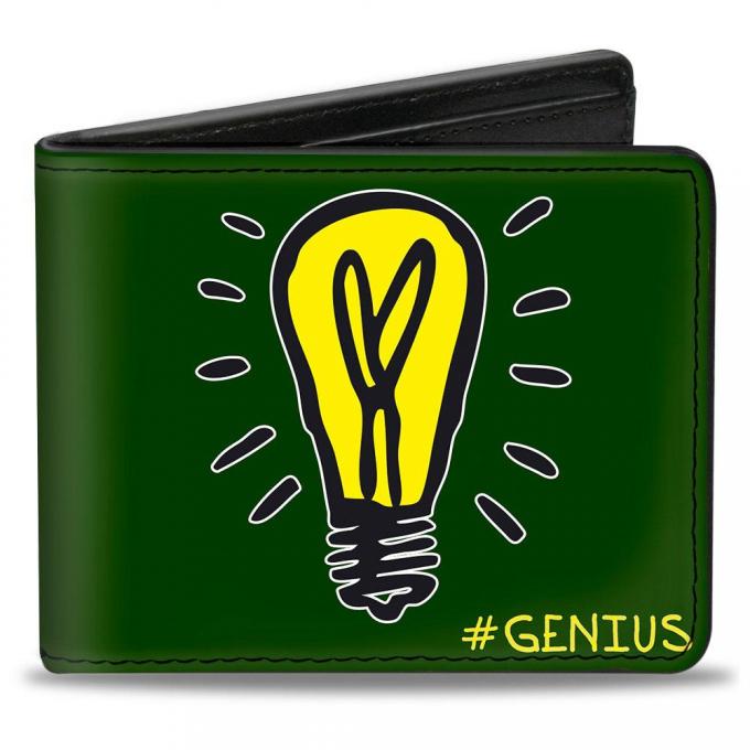 Bi-Fold Wallet - Electric Company Light Bulb #GENIUS + MONOPOLY Green/Yellows