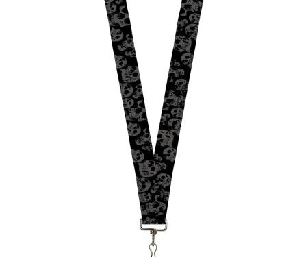 Buckle-Down Lanyard - Skulls Stacked Weathered Black/Gray