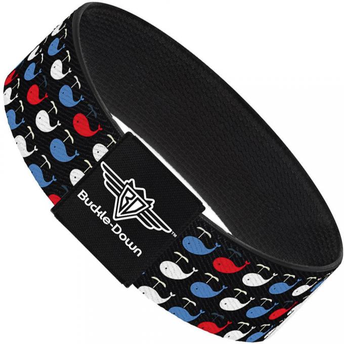 Buckle-Down Elastic Bracelet - Whales Navy/Red/White/Blue