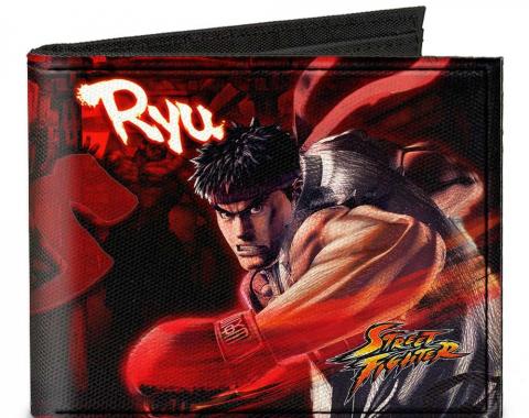 Canvas Bi-Fold Wallet - STREET FIGHTER RYU vs. AKUMA Action Poses Reds/Black