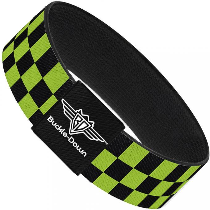 Buckle-Down Elastic Bracelet - Checker Black/Neon Green