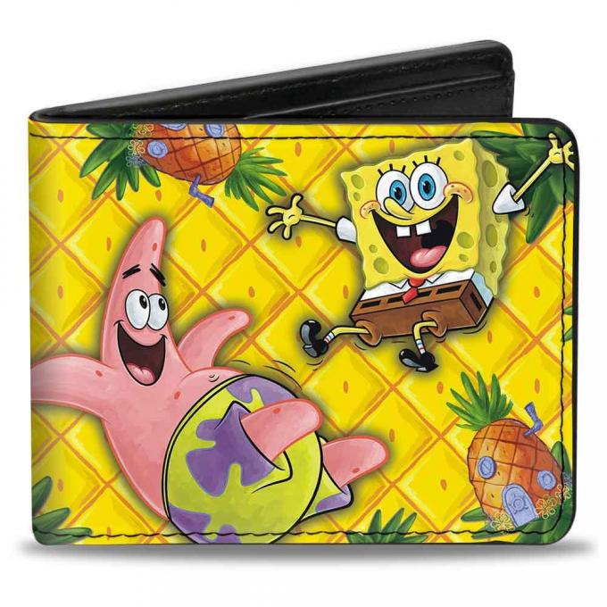 Bi-Fold Wallet - SpongeBob & Patrick Starfish Pose Pineapple Gold