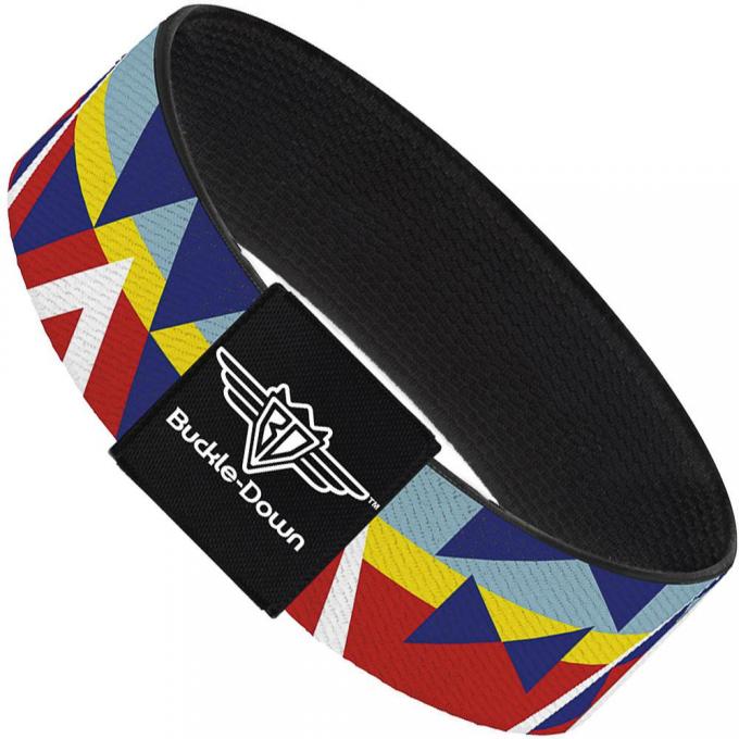 Buckle-Down Elastic Bracelet - Geometric Triangles/Stripe Red/White/Blues/Yellow