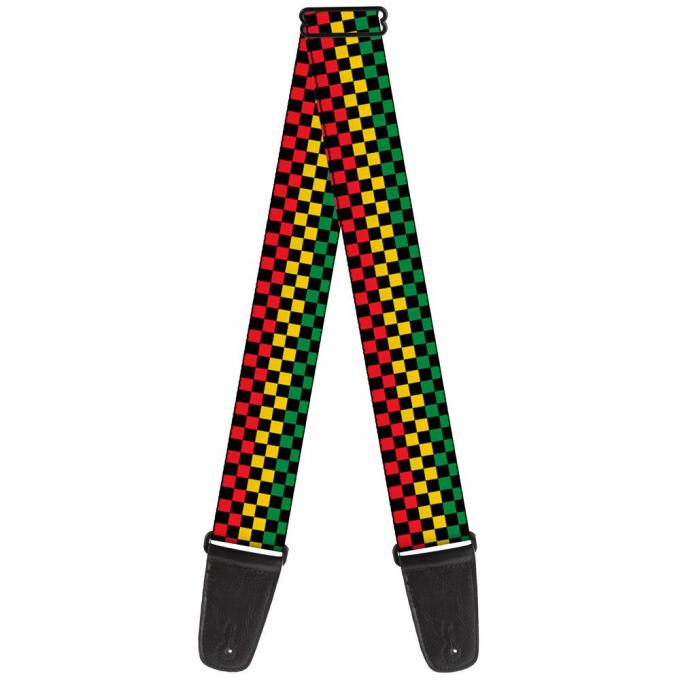 Guitar Strap - Checker Black/Rasta