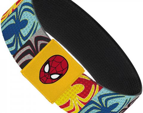 2017 MARVEL SPIDERMAN 
Elastic Bracelet - 1.0" - Spider-Man Spider Logo Blocks Halftone Multi Color