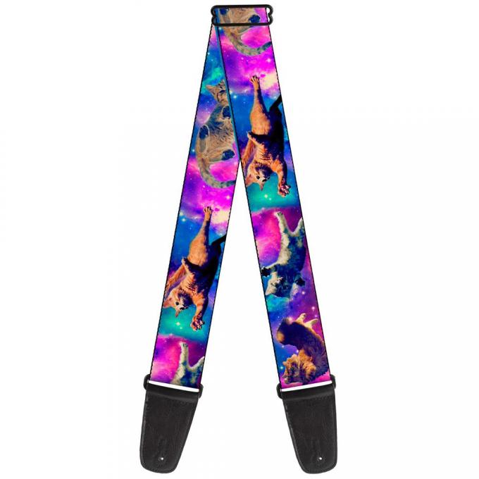Guitar Strap - Cats in Space Pinks/Blues